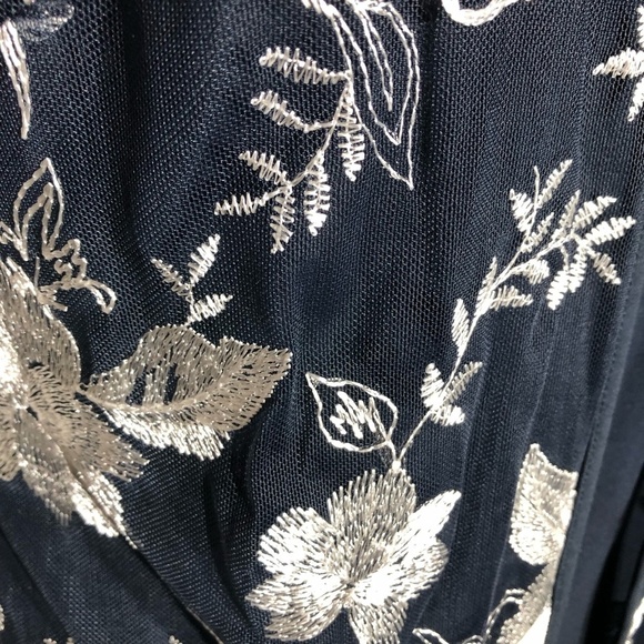 Connected Apparel Dress Floral Embroidered Mesh Jacket Navy White 12 - Picture 11 of 12